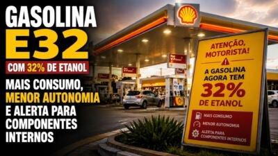 Gasolina E32 com 32% de etanol pode elevar consumo, reduzir autonomia e afetar veículos antigos; entenda riscos, testes e debate atual.