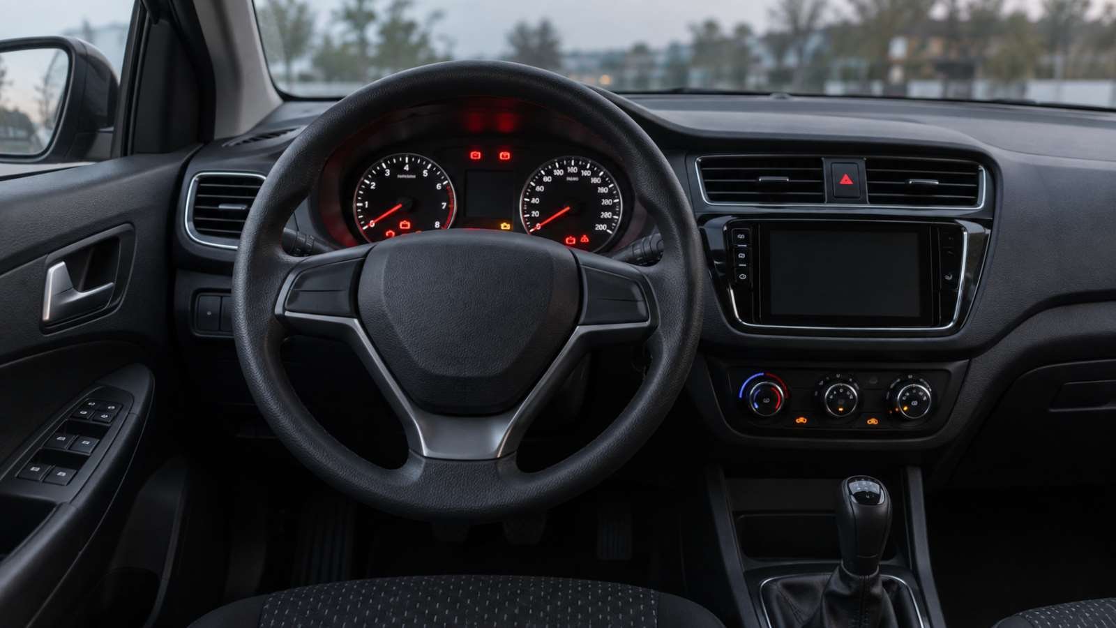 Painel de carro ligado com o motor desligado